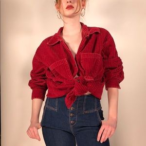Rich Red oversized corduroy button up